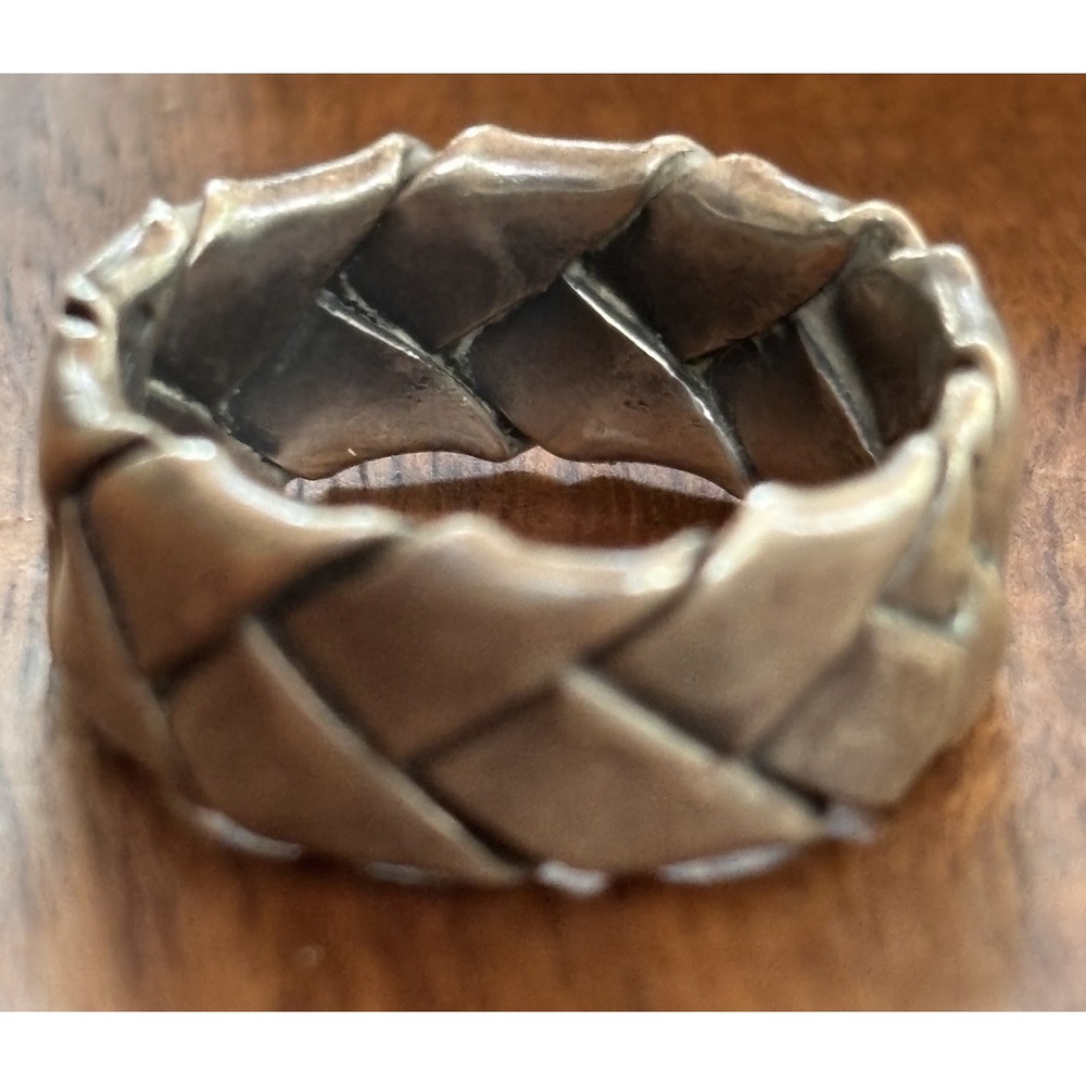 Vintage 925 Sterling Silver Braided Woven Band Ring 6.4 Grams Size 7.25